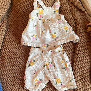Cat & Jack Floral Kids Matching Set - White and Yellow